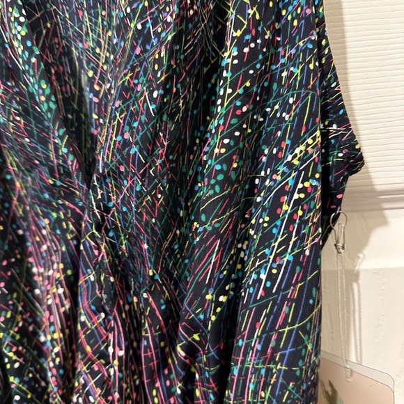 FOREVER 21 Sz L Black Pink Green Dress Multicolor Abstract Print Bow Belt R $38 - Picture 2 of 11